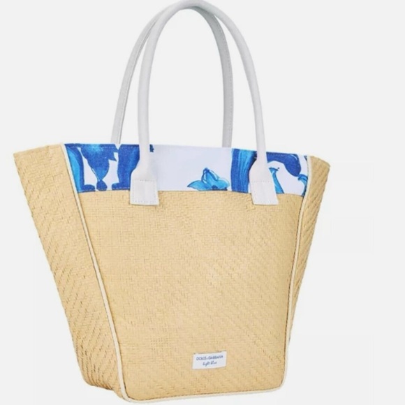 Dolce & Gabbana Other - Dolce & Gabbana Light Blue Straw Tote Bag